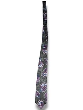 Dior Gray Silk Tie with Purple and Blue Paisley